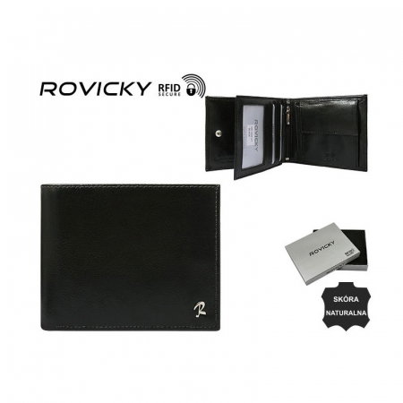 Portofel barbati premium din piele naturala Rovicky PORMG042, cu RFID, Negru [3]