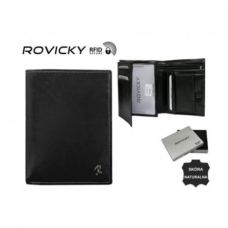 Portofel barbati premium din piele naturala Rovicky PORMG053, cu RFID, Negru [3]