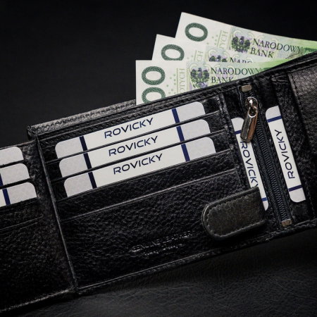 Portofel barbati premium din piele naturala Rovicky PORMG202, cu RFID, Negru [3]