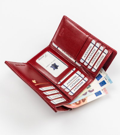 Portofel dama din piele naturala PORTG502, Rosu, Rovicky, RFID [2]