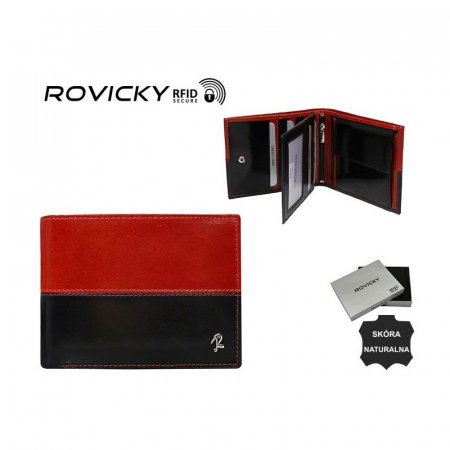 Portofel de lux din piele naturala cu protectie RFID - Rovicky PORM107 Rosu [15]