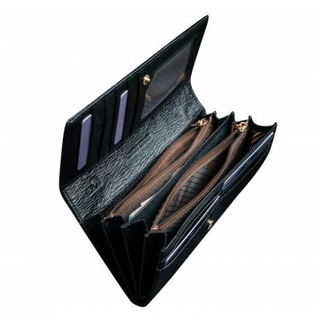 Portofel de lux pentru dama din piele naturala lacuita PORTG004, Negru [1]