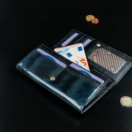 Portofel de lux pentru dama din piele naturala lacuita PORTG004, Negru [4]