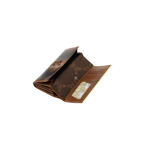 Portofel de lux pentru dama din piele naturala lacuita PORTG007, Maron [2]