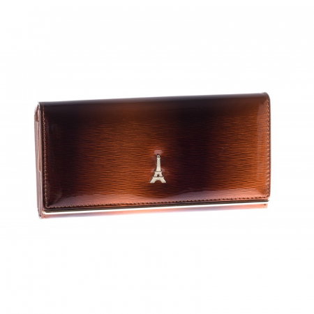 Portofel de lux pentru dama din piele naturala lacuita PORTG007, Maron [0]