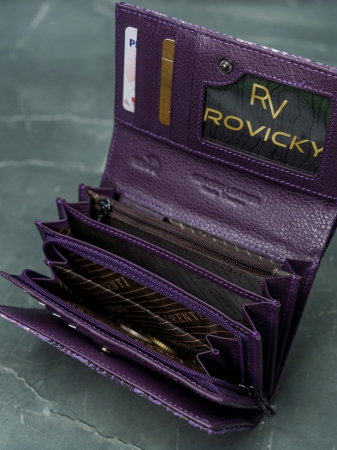 Portofel de lux pentru dama din piele naturala PORTG009 model sarpe, Lila [11]