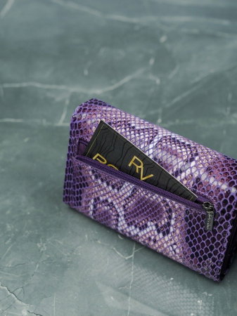 Portofel de lux pentru dama din piele naturala PORTG009 model sarpe, Lila [12]