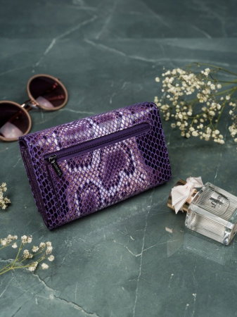 Portofel de lux pentru dama din piele naturala PORTG009 model sarpe, Lila [2]