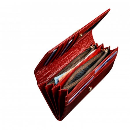 Portofel de lux pentru dama din piele naturala PORTG012, Rosu [1]