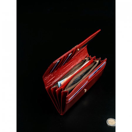 Portofel de lux pentru dama din piele naturala PORTG012, Rosu [6]