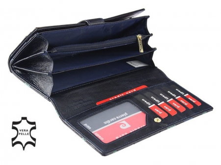 Portofel de lux pt. dama din piele naturala cu frunze Pierre Cardin PORT603 Negru [3]