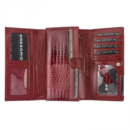 Portofel de lux pt. dama din piele naturala Gregorio PORT522 Rosu [5]