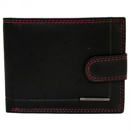 Portofel din piele naturala pentru barbati Bellugio PORM557 Negru cu Rosu [0]