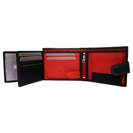 Portofel din piele naturala pentru barbati Bellugio PORM557 Negru cu Rosu [3]