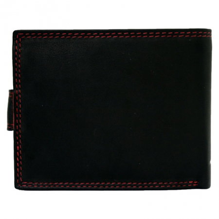 Portofel din piele naturala pentru barbati Bellugio PORM557 Negru cu Rosu [6]