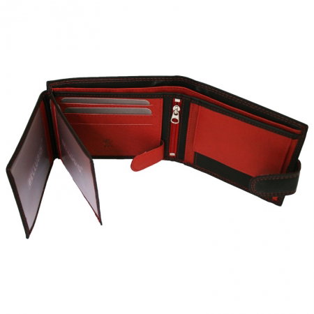 Portofel din piele naturala pentru barbati Bellugio PORM557 Negru cu Rosu [5]