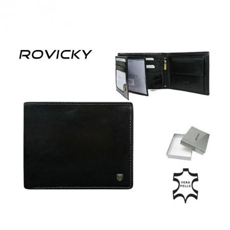 Portofel din piele naturala pt. barbati Rovicky PORM301 Negru [2]