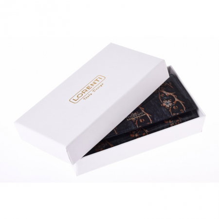 Portofel lux dama din piele naturala lacuita, maron, cu flori de cires Lorenti PORT622  [5]