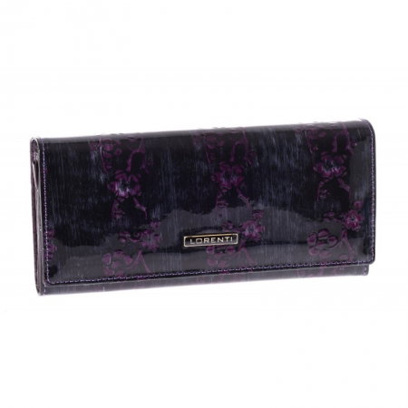 Portofel lux dama din piele naturala lacuita, violet, cu flori de cires Lorenti PORT623 [0]
