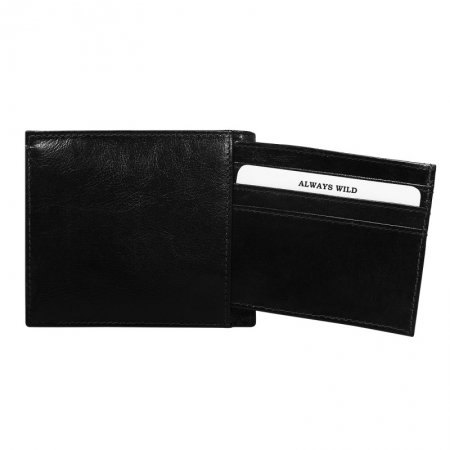 Portofel minimalist / copii, din piele naturala cu portcard detasabil Wild PORM201 Negru [1]