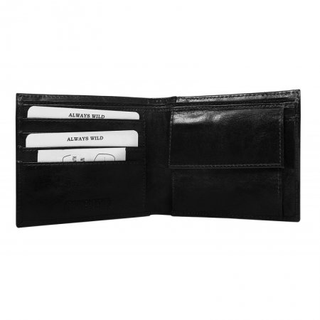 Portofel minimalist / copii, din piele naturala cu portcard detasabil Wild PORM201 Negru [2]