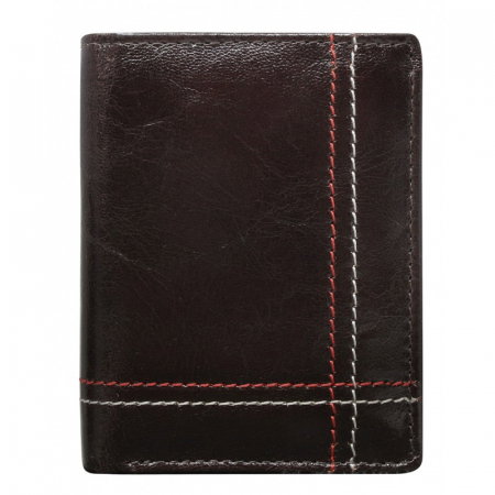 Portofel vertical, Wild, PORMG050, Maro, minimalist, din piele naturala