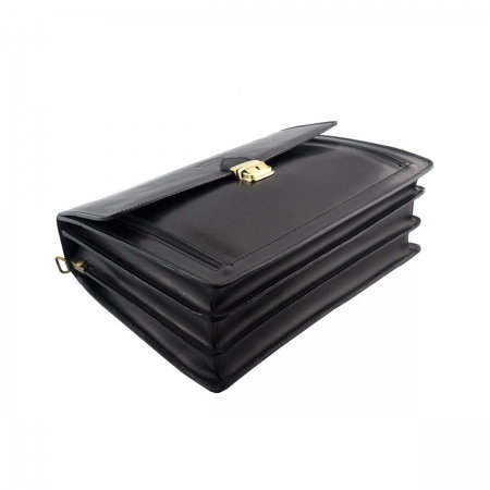 Servieta din piele naturala Neagra, incapatoare- GEA402 [4]