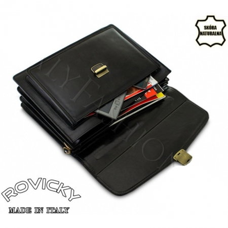 Servieta din piele naturala incapatoare marca Rovicky, Made in Italy - GEA403 [5]