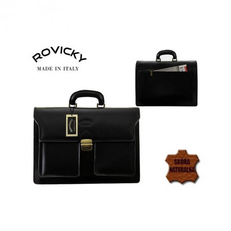 Servieta din piele naturala incapatoare marca Rovicky, Made in Italy - GEA407 [1]