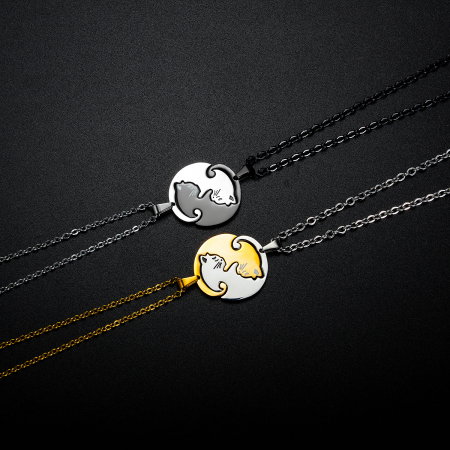 Set 2 coliere cu pisicute Ying si Yang [8]