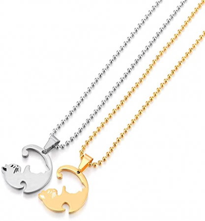 Set 2 coliere cu 2 lanturi army cu pisicute Ying si Yang [4]