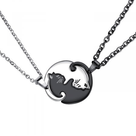 Set 2 coliere cu pisicute Ying si Yang