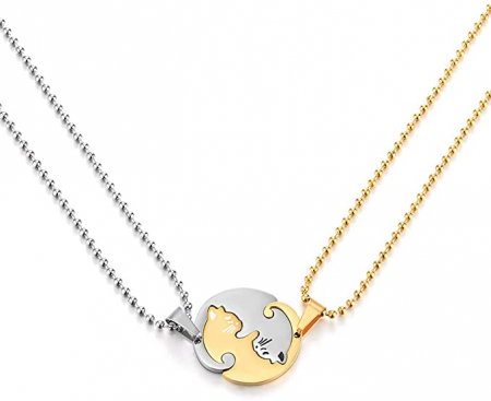 Set 2 coliere cu 2 lanturi army cu pisicute Ying si Yang [2]