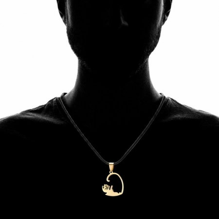 Set 2 coliere cu 2 snururi si pisicute Ying si Yang in forma de inima [4]