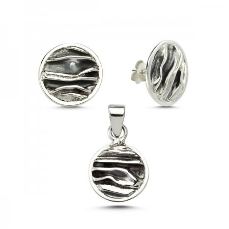 Set argint 925 model scoarta copac cu aspect vintage - Be Nature STU0021 [0]