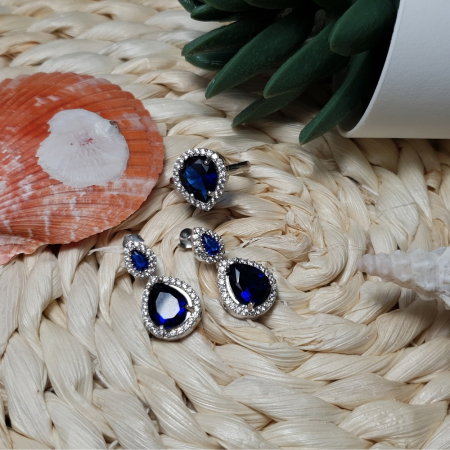 Set argint 925 rodiat cu zirconii albe si albastre - Be Elegant STU0031 [1]