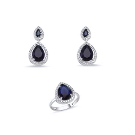 Set argint 925 rodiat cu zirconii albe si albastre - Be Elegant STU0031 [4]