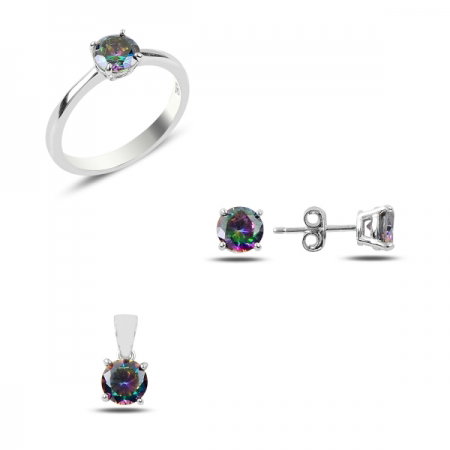 Set argint 925 rodiat cu zirconii topaz mistic - Be Elegant [0]
