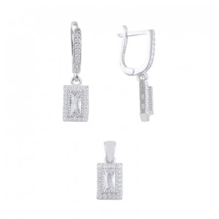 Set argint Baguette cu zirconii