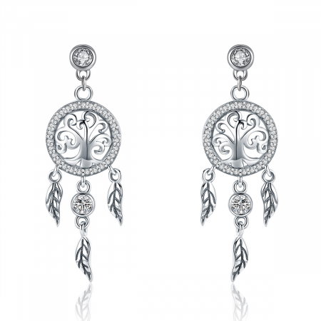 Set argint cercei si colier cu Dreamcatcher si Copacul Vietii [6]
