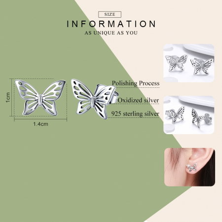 Set argint cercei si inel cu fluturasi [6]