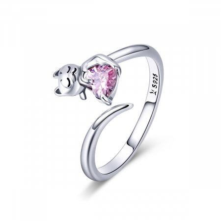 Set argint cercei si inel cu pisicute iubitoare [1]