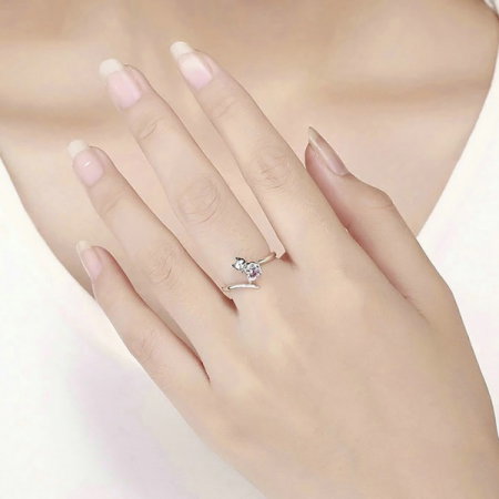 Set argint cercei si inel cu pisicute iubitoare [3]