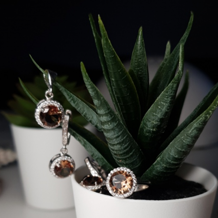 Set argint pandant, inel si cercei cu zultanit si zirconii albe - STU0040 [1]