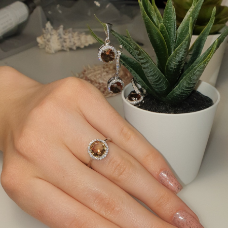 Set argint pandant, inel si cercei cu zultanit si zirconii albe - STU0040 [2]