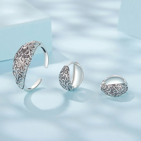 Set argint cu model floral [2]