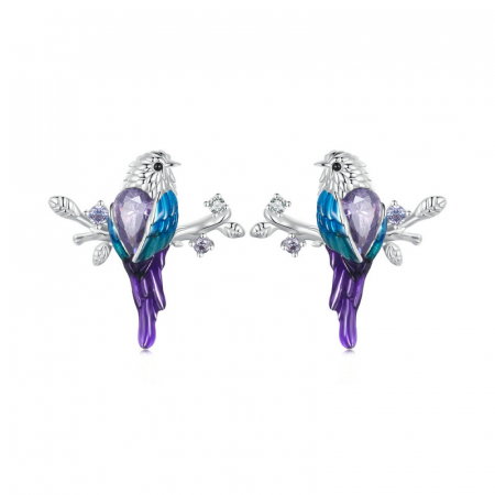 Set argint cu pasarele colorate [10]