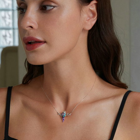 Set argint cu pasarele colorate [17]