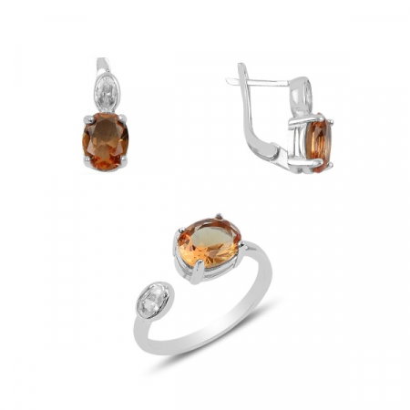 Set argint cu pietre ovale de zultanit si Zirconiu [0]