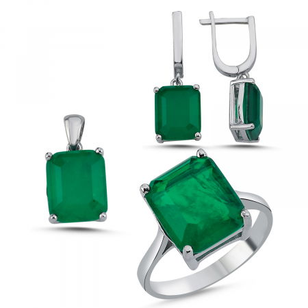 Set argint cu zirconii verzi